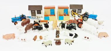 Quantity of Britains plastic faming related items to include animals, farmers, chicken huts,