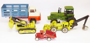 Quantity of playworn Tonka and other diecast vehicles to include Tonka Trencher, John Deere Tractor,