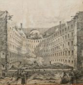 G. Nain (19th century) Pencil on paper Sketch showing the remains of the Russian Imperial Theatre (