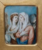 Early 19th century  Watercolour on ivory Women going to the Sepulchre, unsigned, the reverse