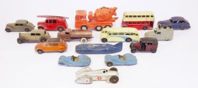 Quantity of playworn Dinky Toys diecast models to include 34C Loudspeaker van, 23s Streamlined