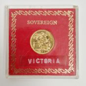 Victorian old head 1894 full sovereign, in plastic housing