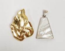 Mid century French Yves St Laurent gold coloured brooch in the form of a leaf, 4.4cm long together