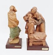 After Josep Bofill, two resin figures, the first of a walking girl wearing a shawl, the second a