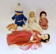 BND 'Madame Alexander' hard plastic doll, circa 1950's (arms loose) and Rosebud composition baby