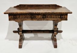 Oak sideboard, probably Rupert or Nigel Griffiths monastic range, the rectangular top with nulled