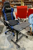 X Rocker Alpha eSports ergonomic office gaming chair with black and blue faux leather upholstery,