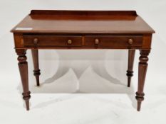 19th century mahogany side table, the rectangular top with upstand and thumb moulded edge over two