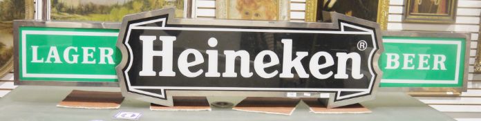 Large advertising ' Heineken Lager Beer ' illuminated pub sign, made by A.G. Standard, 38cm high x