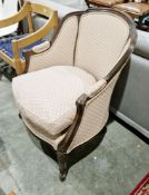 Louis XV-style bergere armchair, upholstered in a pink floral fabric, 85cm high x 69cm wide x 72cm