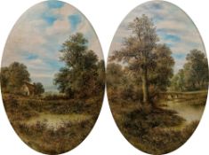 G. Eyres Late 19th / early 20th century Oil on board Pair of pastoral scenes, one with figure and