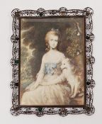 A. Manet Circa 1900 Portrait miniature on ivory of Mary Robinson, after Thomas Gainsborough (1727-