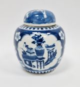 Chinese porcelain blue and white ginger jar and matched cover, 19th century, four-character Quanlong