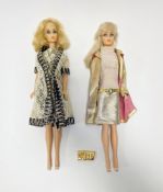 Two Mattel Francie Barbie dolls, circa 1960's, both with blonde hair and blue eyes, one dressed in a