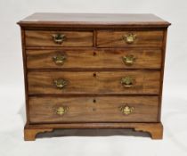 George III mahogany chest of drawers, the rectangular top with ogee moulded edge over two short