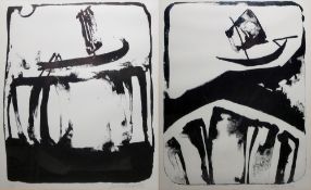 Juliet Bould  Pair black and white lithographs  