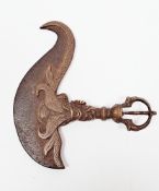 Tibetan bronze grigug/kartika (ritual slaying knife), possibly 18th century, the cast handle with