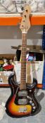 A Teisco Silvertone Sunburst bass guitar (as found)