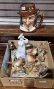 Collection of ceramic items including a Royal Doulton large Izaac Walton character jug, a small