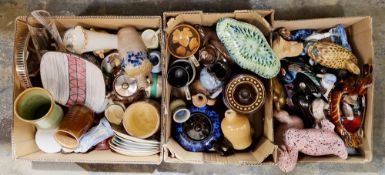 Assorted ceramics including green Portmadoc, Wales dish, a Ewenny Pottery Wales mottled glazed