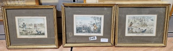 Collection of mainly 19th century and later engravings and prints including a set of four Alken