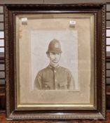 Late 19th / early 20th century black and white photograph of a policeman, his collar marked W.46,