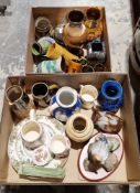 Collection of ceramic and stoneware items including a Royal Doulton stoneware hunting relief jug,