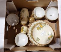 Collection of Limoges tea ware decorated with fruits on a cream ground and gilt rims, retailed by