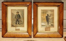 Mixed lot including a pair of maple framed engraved 19th century George Baxter prints titled 