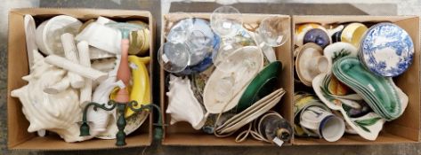 Large collection of ceramics and glassware including an Italian bowl handpainted with decoration