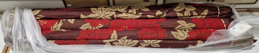 Three roman blinds, 1.32 metres wide x 1.25 metre drop, a bespoke silk designer fabric lined and
