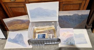 Collection of unframed drawings, watercolours, etchings, engravings, prints and ephemera dating from