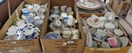 Extensive collection of 19th century or later teacups and saucers, including examples by Royal