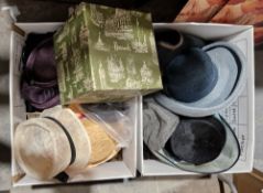 Collection of hats, including a Grosvenor fur type hat retailed by Harrods of London in a Harrods