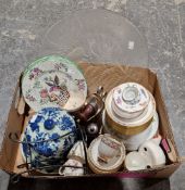 Mixed lot including a Wedgwood Kit Kemp mythical creatures tea strainer and saucer, a small Herend