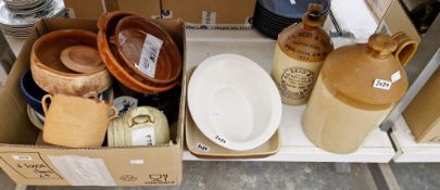 Mixed lot of stoneware, including two flagons one marked JL Reid & Co. Wimbledon, a salt pig,