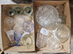 Collection of glassware, including a cut glass vase, other vases, jugs, bowls, antique ale glass,