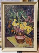 Collection of various artworks, including oils, pencil drawings, pastels and prints (2 boxes + 6