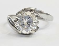 Platinum solitaire diamond ring, set brilliant cut diamond 2.32 carat approx, clarity S11, colour