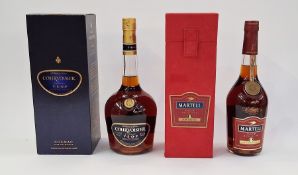 Courvoisier V.S.O.P. Fine Champagne Cognac, 1L 40% vol, together with Martell V.S.O.P. Medallion Old