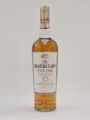The Macallan 10 year old fine oak single malt Scotch whisky, matured in a unique complex combination