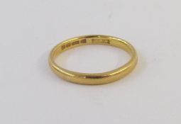 22 carat gold fine wedding band, 2 grms approx.