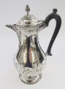 Victorian silver coffee pot, with spiral knob above shell scrolling, moulded acanthus leaf spout,
