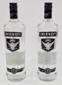Two bottles of Smirnoff No. 57 blue label vodka, each bottle being 1L 45% vol (2)