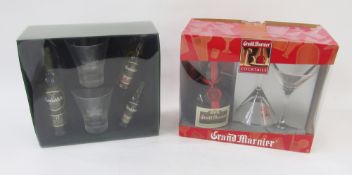 Grand Marnier cocktail set comprising a 70cl bottle and two cocktail glasses, and a Glenfiddich