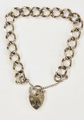 9ct gold faceted curb link bracelet with padlock clasp, 14.1g total approx
