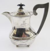 George V silver coffee pot, London 1926, makers marks rubbed, of plain baluster form, the domed
