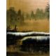 Oriental colour print, sailing and other vessels with shoreline in foreground with character marks - Image 5 of 12