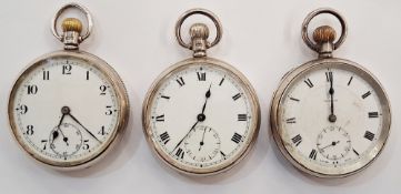 George V silver cased open faced pocket watch, the enamel dial with Arabic numeral hour markers,