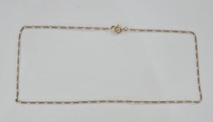 9ct gold fine curb and oval link chain, 3g approx, 48cm long